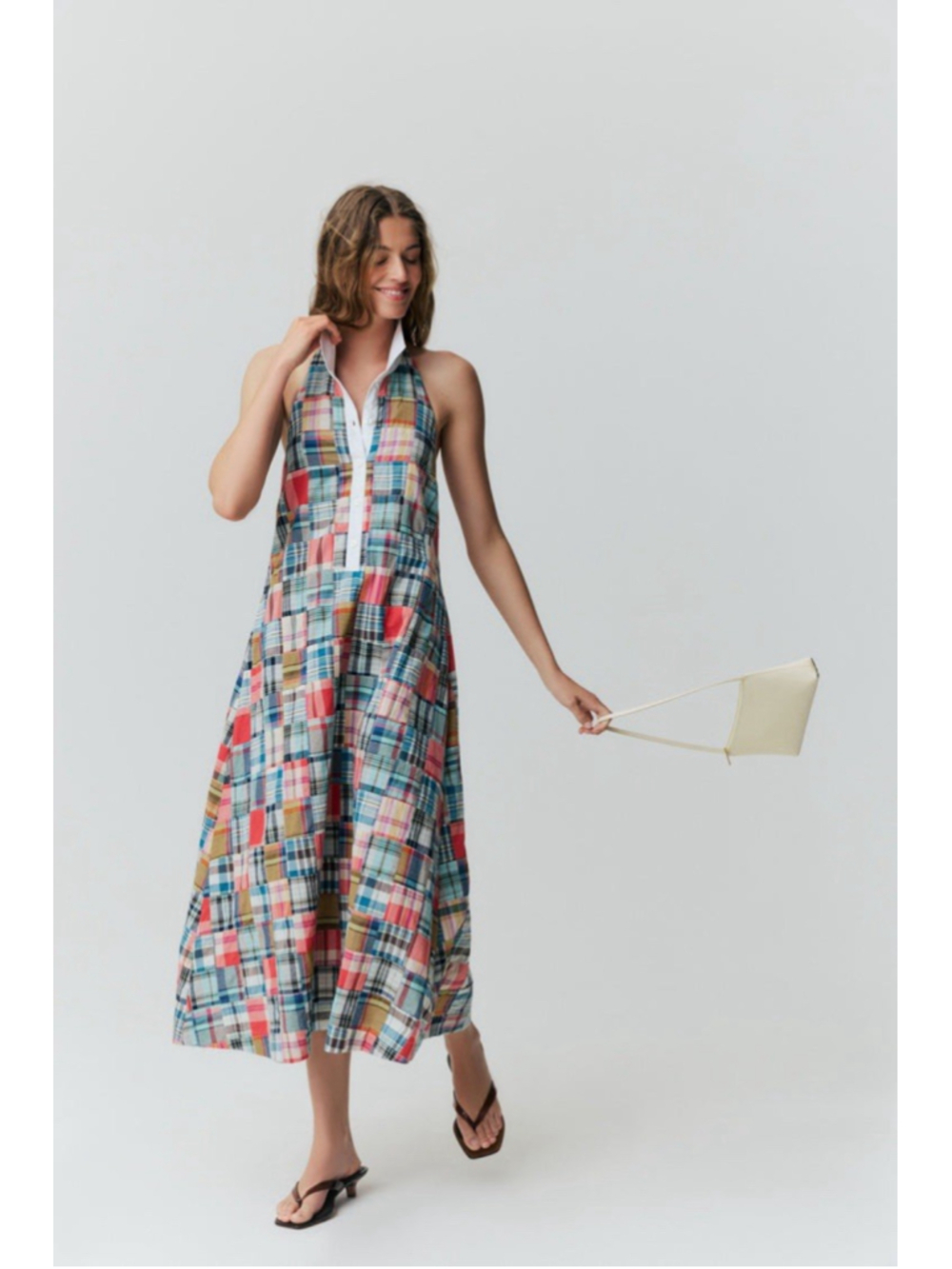 Tuckernuck Heritage Madras Jagger Halter Dress XL Collar Beach Coastal Casual